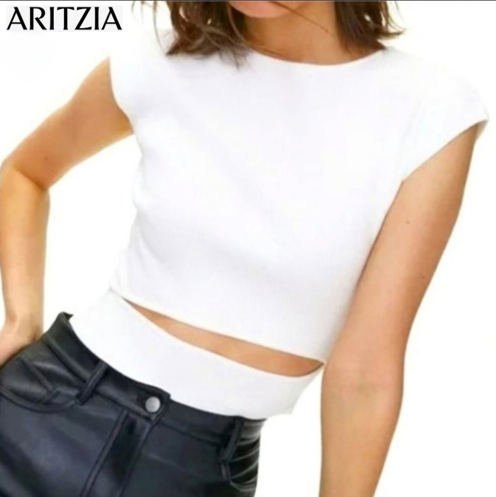 🇨🇦 Aritzia - Wilfred Cut-out Knit Top (White)